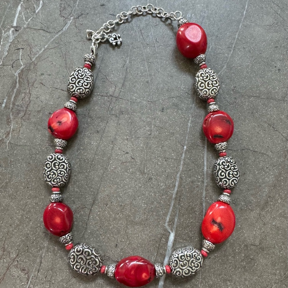 Brighton Full Moon Rising Silver Red Stone Nexklace